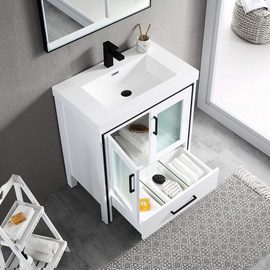 Birmingham 30 Inch Vanity with Acrylic Sink - White