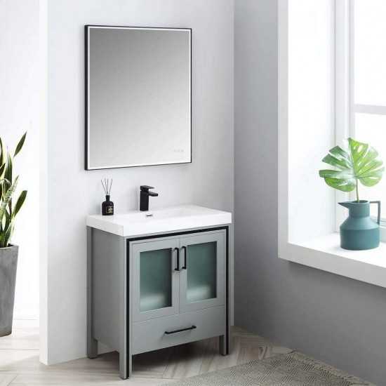 Birmingham 30 Inch Vanity with Acrylic Sink - Matte Gray