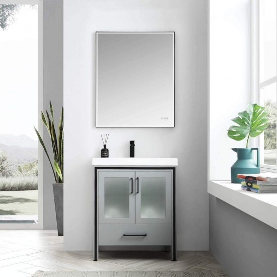 Birmingham 30 Inch Vanity with Acrylic Sink - Matte Gray