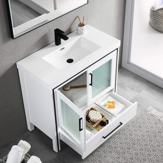 Birmingham 36 Inch Vanity with Acrylic Sink - White