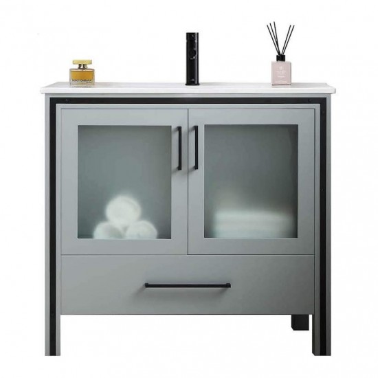 Birmingham 36 Inch Vanity Base Only - Matte Gray