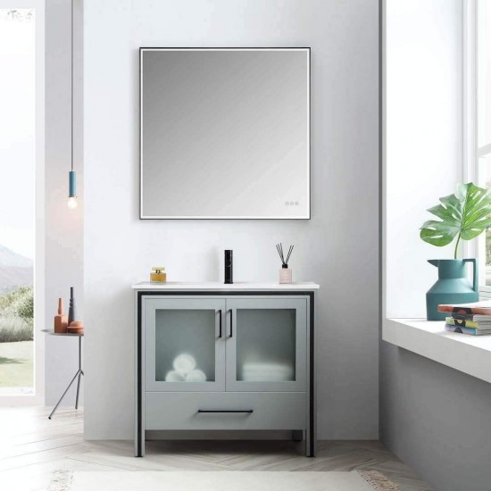 Birmingham 36 Inch Vanity Base Only - Matte Gray