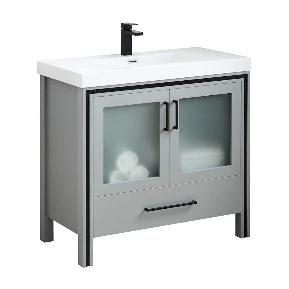Birmingham 36 Inch Vanity with Acrylic Sink - Matte Gray Birmingham 36 Inch Vanity with Acrylic Sink - Matte Gray