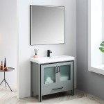 Birmingham 36 Inch Vanity with Acrylic Sink - Matte Gray