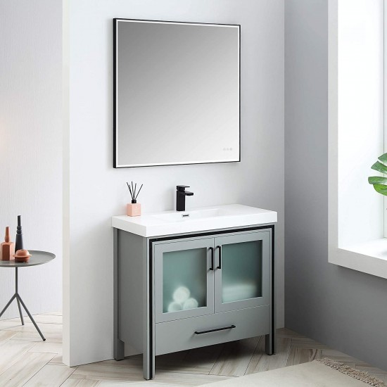 Birmingham 36 Inch Vanity with Acrylic Sink - Matte Gray