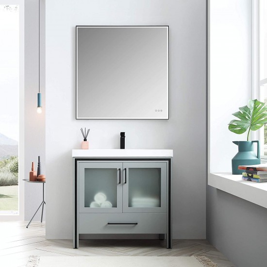 Birmingham 36 Inch Vanity with Acrylic Sink - Matte Gray