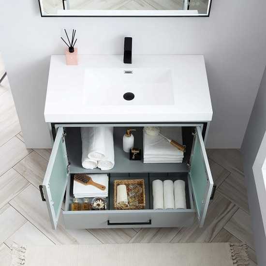 Birmingham 36 Inch Vanity with Acrylic Sink - Matte Gray