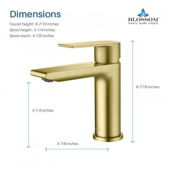 Bath Faucet Single Handle Lavatory Faucet - Brush Gold