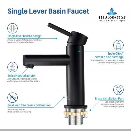 Bath Faucet Single Handle Lavatory Faucet - Matte Black