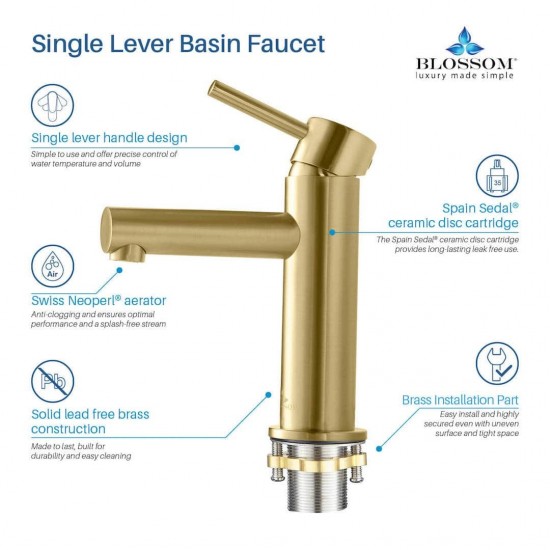 Bath Faucet Single Handle Lavatory Faucet - Brush Gold