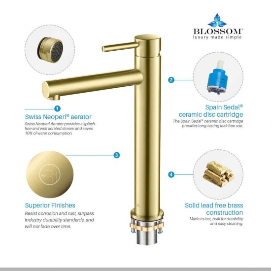 Bath Faucet Single Handle Lavatory Faucet - Brush Gold