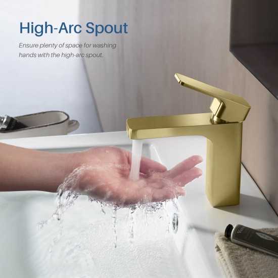 Bath Faucet Single Handle Lavatory Faucet - Brush Gold