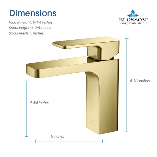 Bath Faucet Single Handle Lavatory Faucet - Brush Gold