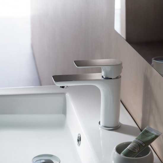 Bath Faucet Single Handle Lavatory Faucet - Chrome / White