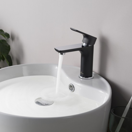 Bath Faucet Single Handle Lavatory Faucet - Chrome / Matte Black