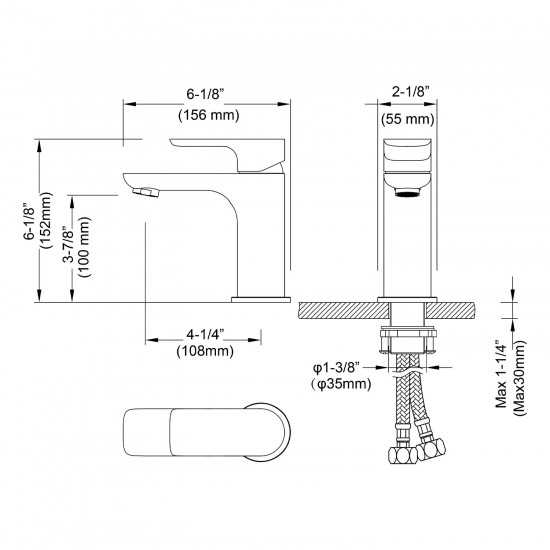 Bath Faucet Single Handle Lavatory Faucet - Chrome / Matte Black