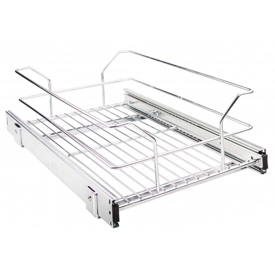 11-3/8" Polished Chrome Pullout Basket for 12" Cabinet Opening