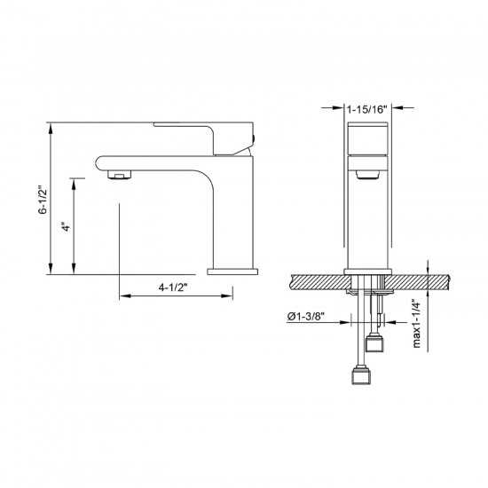 Bath Faucet Single Handle Lavatory Faucet - Chrome