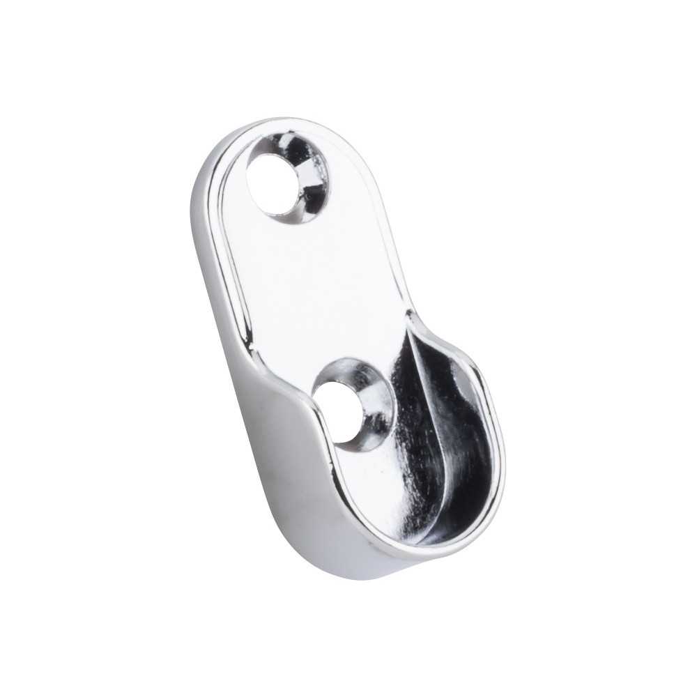 Chrome Mounting Bracket for Oval Closet Rod Screw-in Type