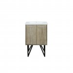 Lancy 24" Rustic Acacia Bathroom Vanity, White Quartz Top, and White Square Sink