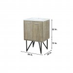 Lancy 24" Rustic Acacia Bathroom Vanity, White Quartz Top, and White Square Sink