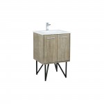 Lancy 24" Rustic Acacia Bathroom Vanity, White Quartz Top, White Square Sink, and Monte Chrome Faucet Set