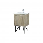 Lancy 24" Rustic Acacia Bathroom Vanity, White Quartz Top, White Square Sink, and Monte Chrome Faucet Set