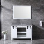 Marsyas 48" White Single Vanity, Grey Quartz Top, White Square Sink and 44" Mirror w/ Faucet