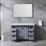 Marsyas 48" Dark Grey Single Vanity, White Carrara Marble Top, White Square Sink and 44" Mirror w/ Faucet