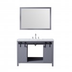 Marsyas 48" Dark Grey Single Vanity, White Carrara Marble Top, White Square Sink and 44" Mirror w/ Faucet