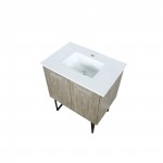 Lancy 30" Rustic Acacia Bathroom Vanity, White Quartz Top, and White Square Sink