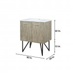 Lancy 30" Rustic Acacia Bathroom Vanity, White Quartz Top, and White Square Sink