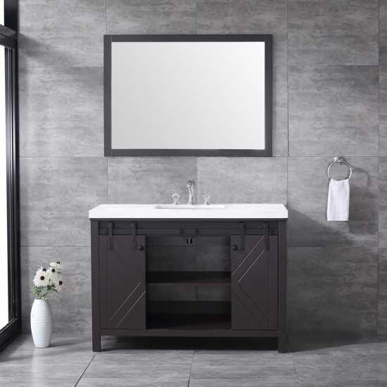 Marsyas 48" Brown Single Vanity, White Quartz Top, White Square Sink and 44" Mirror w/ Faucet