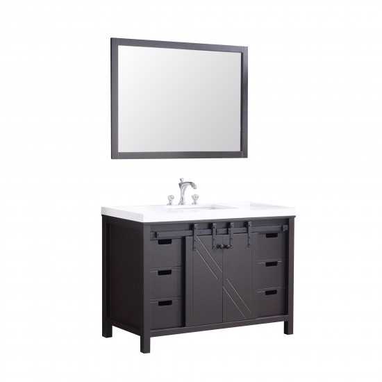 Marsyas 48" Brown Single Vanity, White Quartz Top, White Square Sink and 44" Mirror w/ Faucet