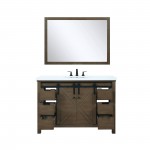 Marsyas 48" Rustic Brown Single Vanity, White Quartz Top, White Square Sink and 44" Mirror w/ Faucet