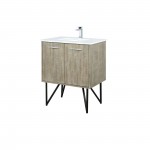 Lancy 30" Rustic Acacia Bathroom Vanity, White Quartz Top, White Square Sink, and Labaro Brushed Nickel Faucet Set