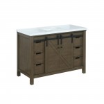 Marsyas 48" Rustic Brown Single Vanity, White Quartz Top, White Square Sink and no Mirror