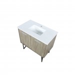 Lancy 36" Rustic Acacia Bathroom Vanity, White Quartz Top, and White Square Sink