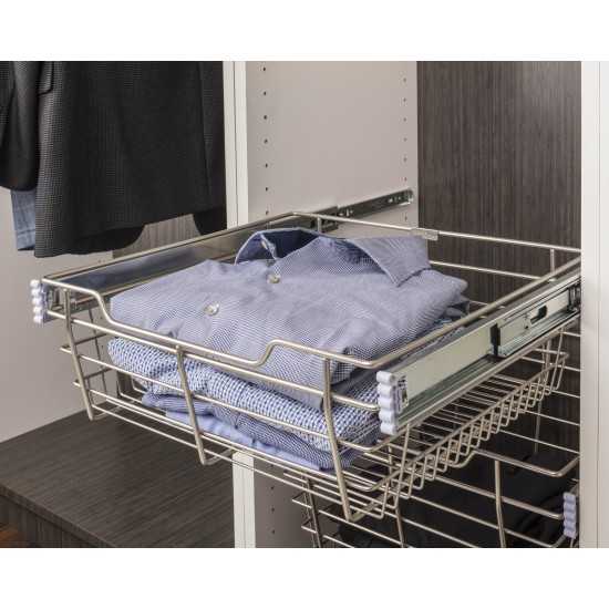 Chrome Closet Pullout Basket 16"D x 29"W x 11"H