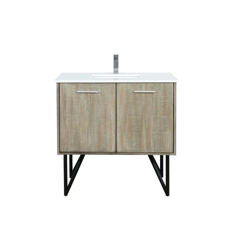 Lancy 36" Rustic Acacia Bathroom Vanity, White Quartz Top, White Square Sink, and Monte Chrome Faucet Set Lancy 36" Rustic Acacia Bathroom Vanity, White Quartz Top, White Square Sink, and Monte Chrome Faucet Set