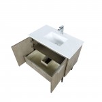 Lancy 36" Rustic Acacia Bathroom Vanity, White Quartz Top, White Square Sink, and Monte Chrome Faucet Set