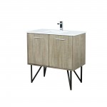 Lancy 36" Rustic Acacia Bathroom Vanity, White Quartz Top, White Square Sink, and Monte Chrome Faucet Set