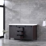 Marsyas 60" Brown Double Vanity, White Quartz Top, White Square Sinks and no Mirror