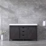 Marsyas 60" Brown Double Vanity, White Quartz Top, White Square Sinks and no Mirror