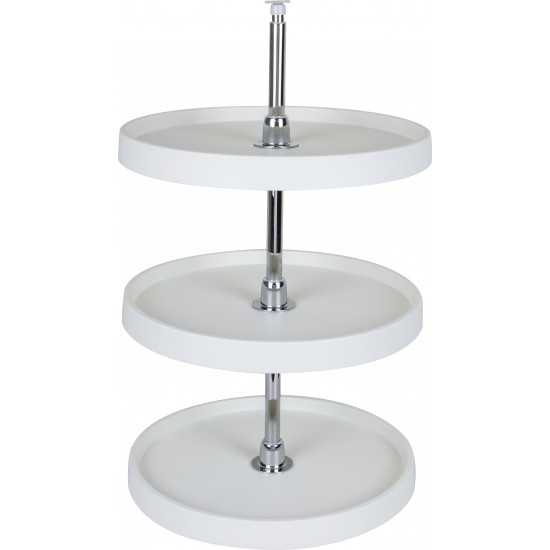 3 Shelf 18" Diameter Round Plastic Lazy Susan Set with Chrome Hubs