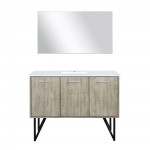 Lancy 48" Rustic Acacia Bathroom Vanity, White Quartz Top, White Square Sink, and 43" Frameless Mirror