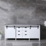 Marsyas 80" White Double Vanity, Grey Quartz Top, White Square Sinks and no Mirror