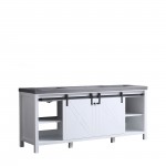 Marsyas 80" White Double Vanity, Grey Quartz Top, White Square Sinks and no Mirror