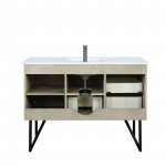 Lancy 48" Rustic Acacia Bathroom Vanity, White Quartz Top, White Square Sink, and Monte Chrome Faucet Set