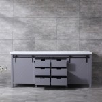 Marsyas 80" Dark Grey Double Vanity, White Carrara Marble Top, White Square Sinks and no Mirror